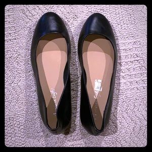 black ballerina slip on flats